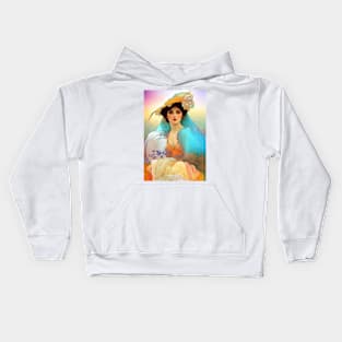 Colorful Art Nouveau Beauty, Vintage, Mucha, Gilded Age Kids Hoodie